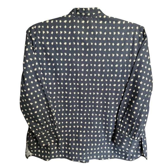 Marni Women’s Star Print Button Down Shirt Vintage Navy Cream Size IT 40 US 4 - Picture 6 of 13
